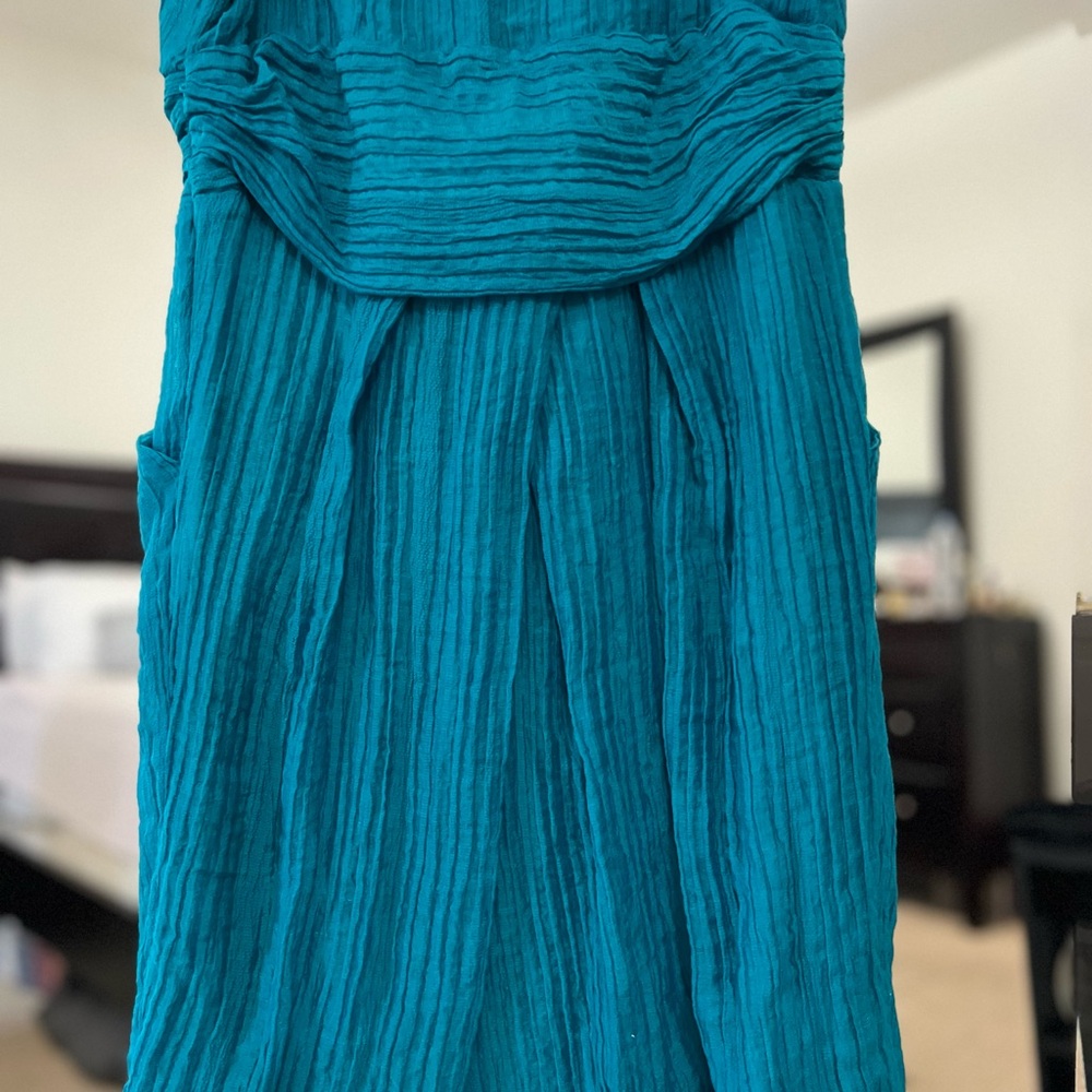 Teal Textured Dress with Pockets